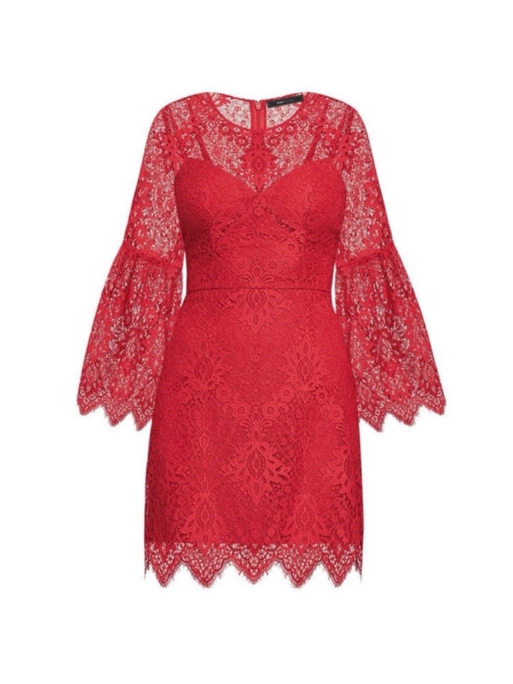 Bcbgmaxazria Daniela Lace Bell-Sleeve Cocktail Mini Dress In Red